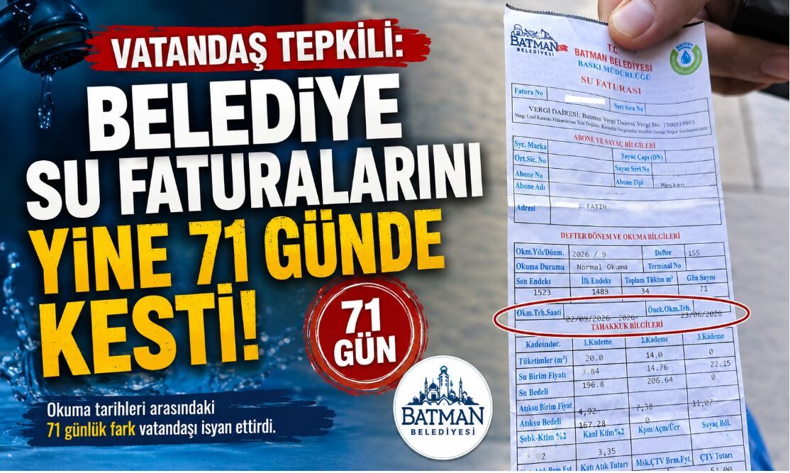 Vatandaş Tepkili: Belediye Su Faturalarını Yine 71 Günde Kesti