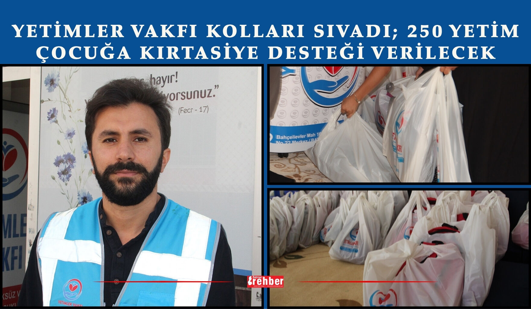 Yetimler Vakfı Kolları Sıvadı; 250 Yetim Çocuğa Kırtasiye Desteği Verilecek