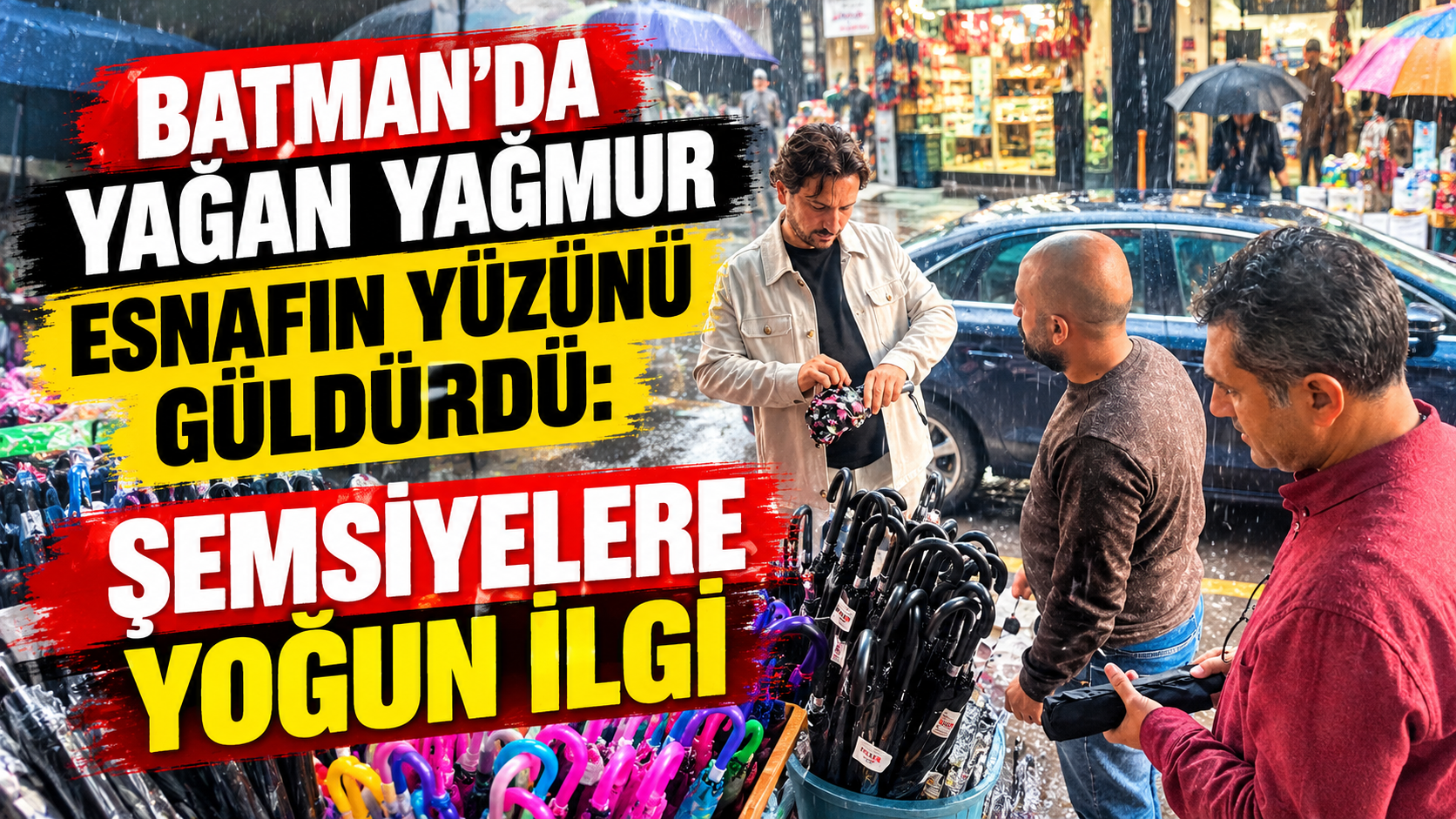 Batman’da Yağan Yağmur Esnafın Yüzünü Güldürdü: Şemsiyelere Yoğun İlgi