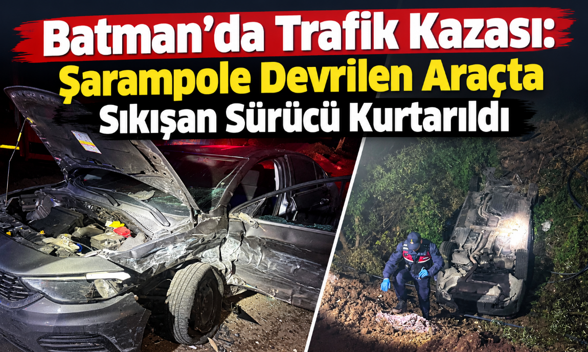 Batman'da Trafik Kazası: Şarampole Devrilen Araçta Sıkışan Sürücü Kurtarıldı