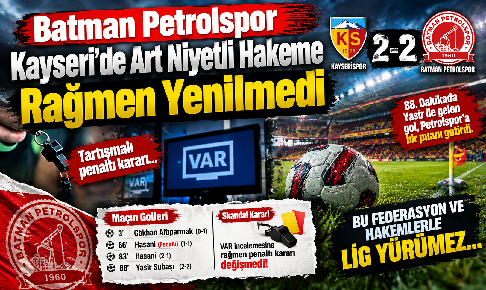 Batman Petrolspor Kayseri'de Art Niyetli Hakeme Rağmen Yenilmedi