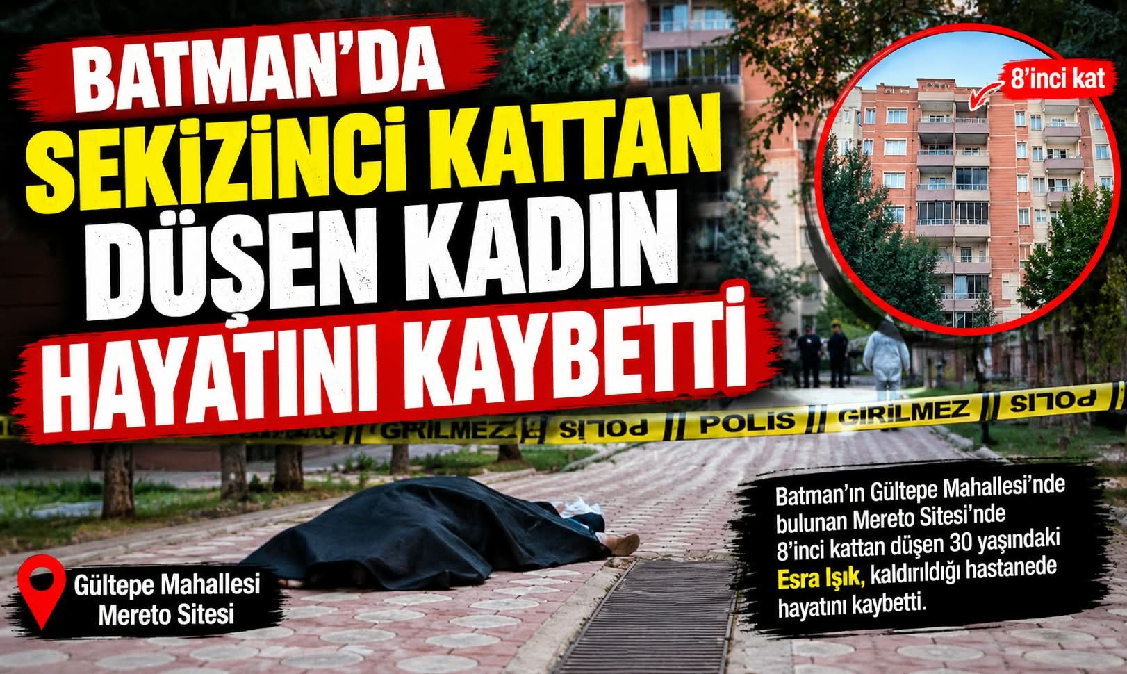Batman'da Sekizinci Kattan Düşen Kadın Hayatını Kaybetti