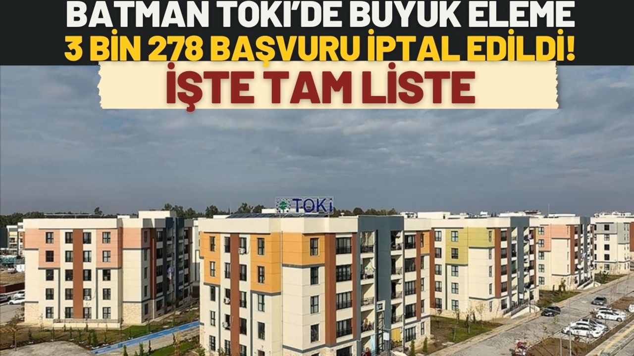 Batman TOKİ’de Büyük Eleme: 3 Bin 278 Başvuru İptal Edildi! İşte Tam Liste