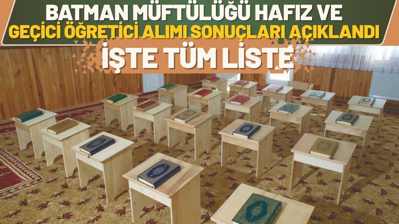 Batman Müftülüğü Hafız ve Geçici Öğretici Alımı Sonuçları Açıklandı İşte Tüm Liste