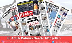 Batman Gazete Manşetleri 28 Aralık