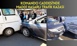 Komando Caddesi’nde Maddi Hasarlı Trafik Kazası