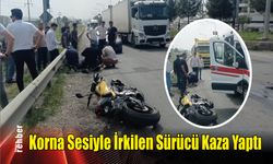 Korna Sesiyle İrkilen Sürücü Kaza Yaptı