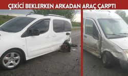 Çekici beklerken arkadan araç çarptı