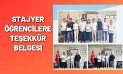 Stajyer Öğrencilere Teşekkür Belgesi