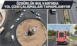 Özgürlük Bulvarı’nda Yol Çizgi Çalışmaları Tamamlanıyor