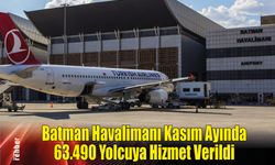 Batman Havalimanı Kasım Ayında 63.490 Yolcuya Hizmet Verildi