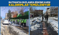Batman’da Buzlanma Riskine Karşı Kaldırımlar Temizleniyor