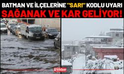 Batman ve ilçelerine "Sarı" kodlu uyarı: Sağanak ve kar geliyor!