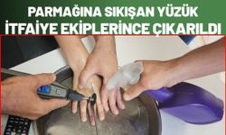 Parmağına Sıkışan Yüzük İtfaiye Ekiplerince Çıkarıldı