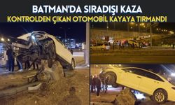 Batman'da Sıradışı Kaza: Kontrolden Çıkan Otomobil Kayaya Tırmandı