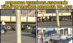 Batman'da Tekeri Patlayan Demir Yüklü Tır Trafikte Aksamaya Yol Açtı