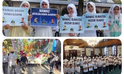 Kocaeli'de yüzlerce çocuk namaz için yürüdü: 'Hayat Namazla Güzeldir' programı sona erdi
