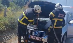Batman'da seyir halindeki otomobil yandı