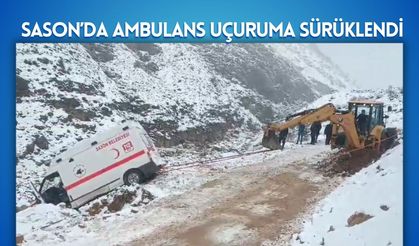 Sason’da Ambulans Uçuruma Sürüklendi