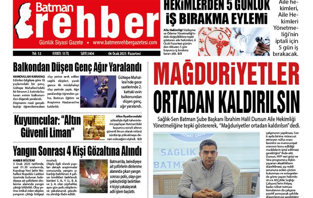 06.01.2025 tarihli Batman Rehber Gazetesi manşeti