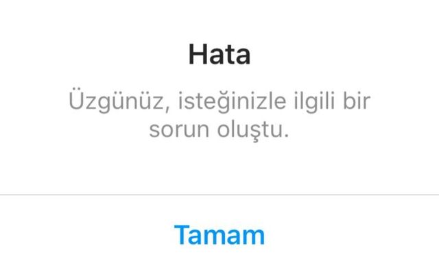 instagram üzgünüz bir sorun oluştu. lütfen tekrar dene