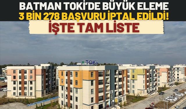 Batman TOKİ’de Büyük Eleme: 3 Bin 278 Başvuru İptal Edildi! İşte Tam Liste