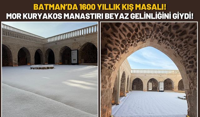 Batman’da 1600 Yıllık Kış Masalı! Mor Kuryakos Manastırı Beyaz Gelinliğini Giydi!