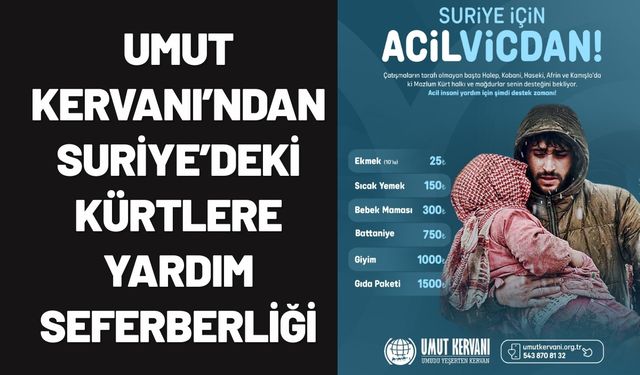 Umut Kervanı’ndan Suriye’deki Kürtlere Yardım Seferberliği