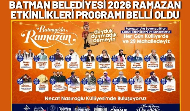 Batman Belediyesi 2026 Ramazan Etkinlikleri Programı Belli Oldu