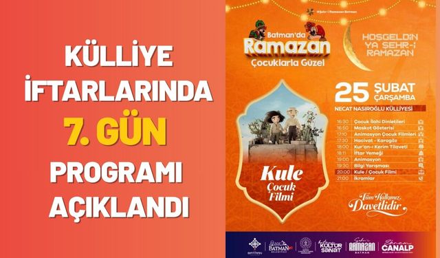 Külliye İftarlarında 7. Gün Programı Açıklandı