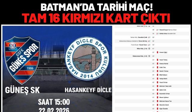 Batman’da Tarihi Maç! Tam 16 Kırmızı Kart Çıktı