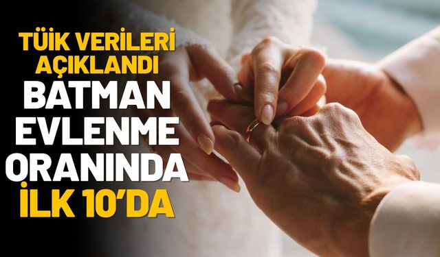 TÜİK Verileri Açıklandı: Batman Evlenme Oranında İlk 10’da