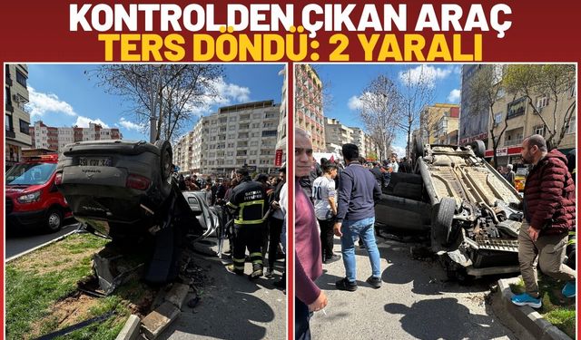 Kontrolden Çıkan Araç Ters Döndü 2 Yaralı