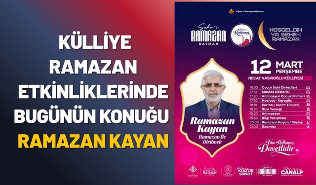 Külliye Ramazan Etkinliklerinde Bugünün Konuğu Ramazan Kayan