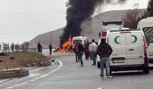 otomobil takla atıp yandı, 2 ağır yaralı