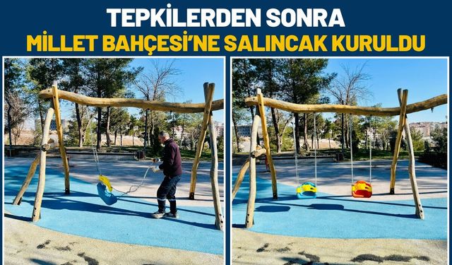 Tepkilerden Sonra Millet Bahçesi’ne Salıncak Kuruldu