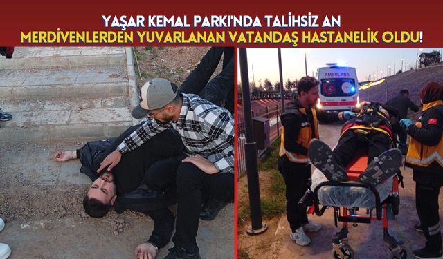 Yaşar Kemal Parkı'nda Talihsiz An: Merdivenlerden Yuvarlanan Vatandaş Hastanelik Oldu!