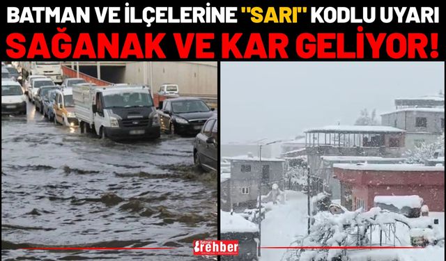 Batman ve ilçelerine "Sarı" kodlu uyarı: Sağanak ve kar geliyor!