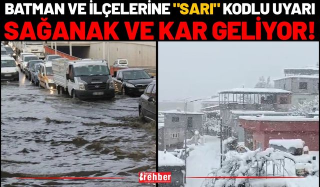 Batman ve ilçelerine "Sarı" kodlu uyarı: Sağanak ve kar geliyor!