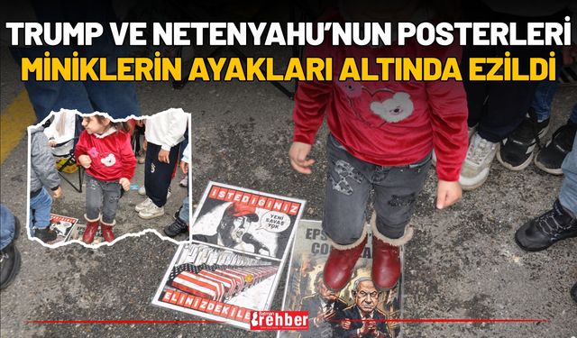 Trump Ve Netenyahunun Posterleri Miniklerin Ayakları Altında Ezildi