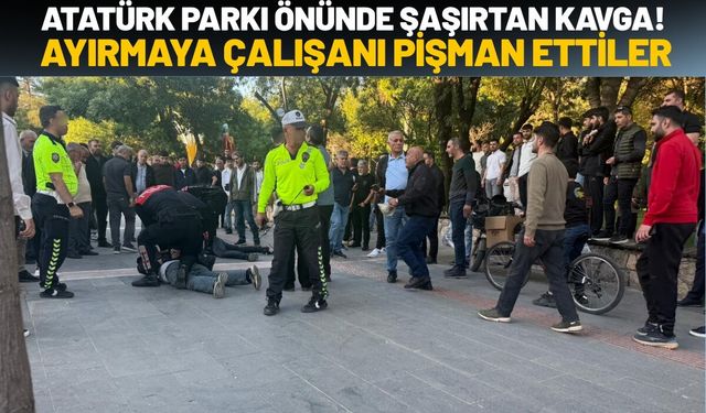Atatürk Parkı Önünde Şaşırtan Kavga! Ayırmaya Çalışanı Pişman Ettiler
