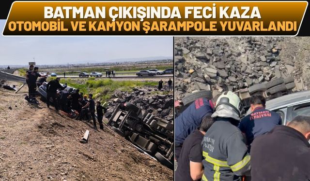Batman Çıkışında Feci Kaza: Otomobil ve Kamyon Şarampole Yuvarlandı