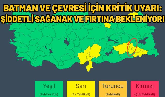 Batman ve Çevresi İçin Kritik Uyarı: Şiddetli Sağanak ve Fırtına Bekleniyor!