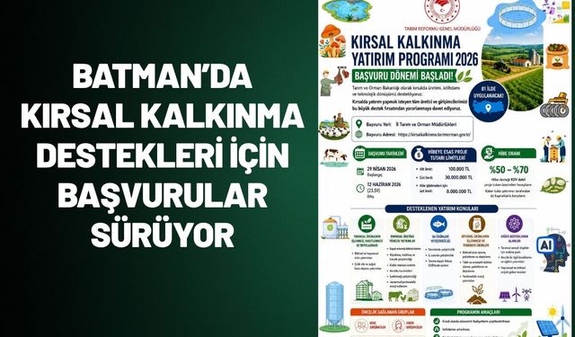 Batman’da Kırsal Kalkınma Destekleri İçin Başvurular Sürüyor