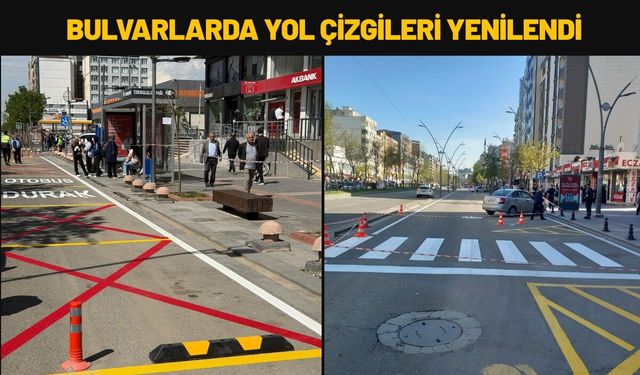 Bulvarlarda Yol Çizgileri Yenilendi