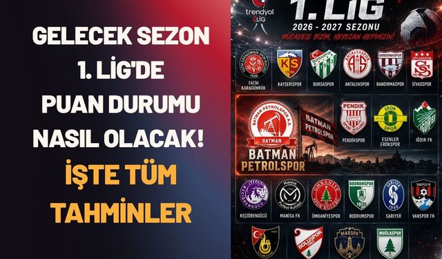 Gelecek Sezon 1. Lig'de Puan Durumu Nasıl Olacak! İşte Tüm Tahminler