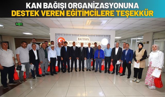 Kan Bağışı Organizasyonuna Destek Veren Eğitimcilere Teşekkür