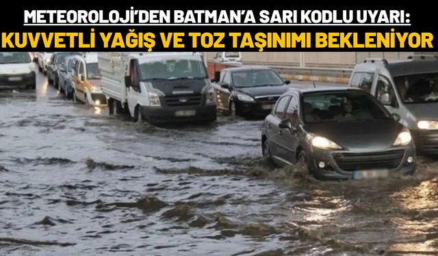 Meteoroloji’den Batman’a Sarı Kodlu Uyarı: Kuvvetli Yağış ve Toz Taşınımı Bekleniyor
