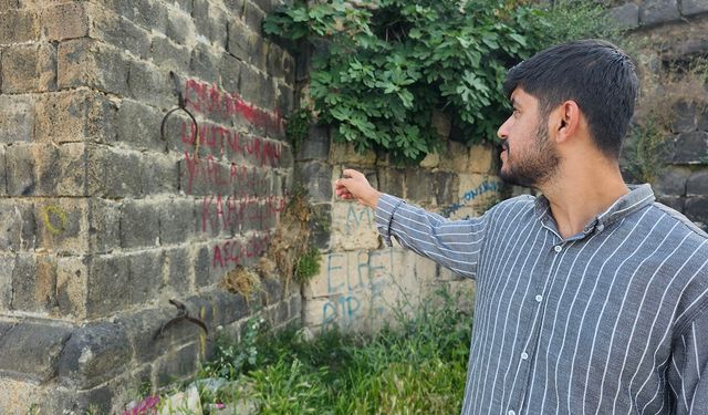 Binlerce yıllık Cizre surlarına sprey boyalı saldırı