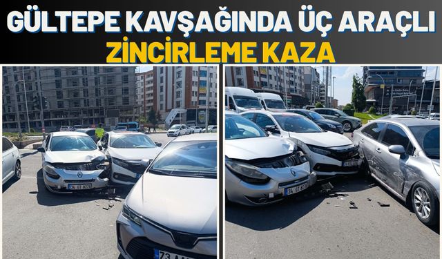 Gültepe Kavşağında Üç Araçlı Zincirleme Kaza
